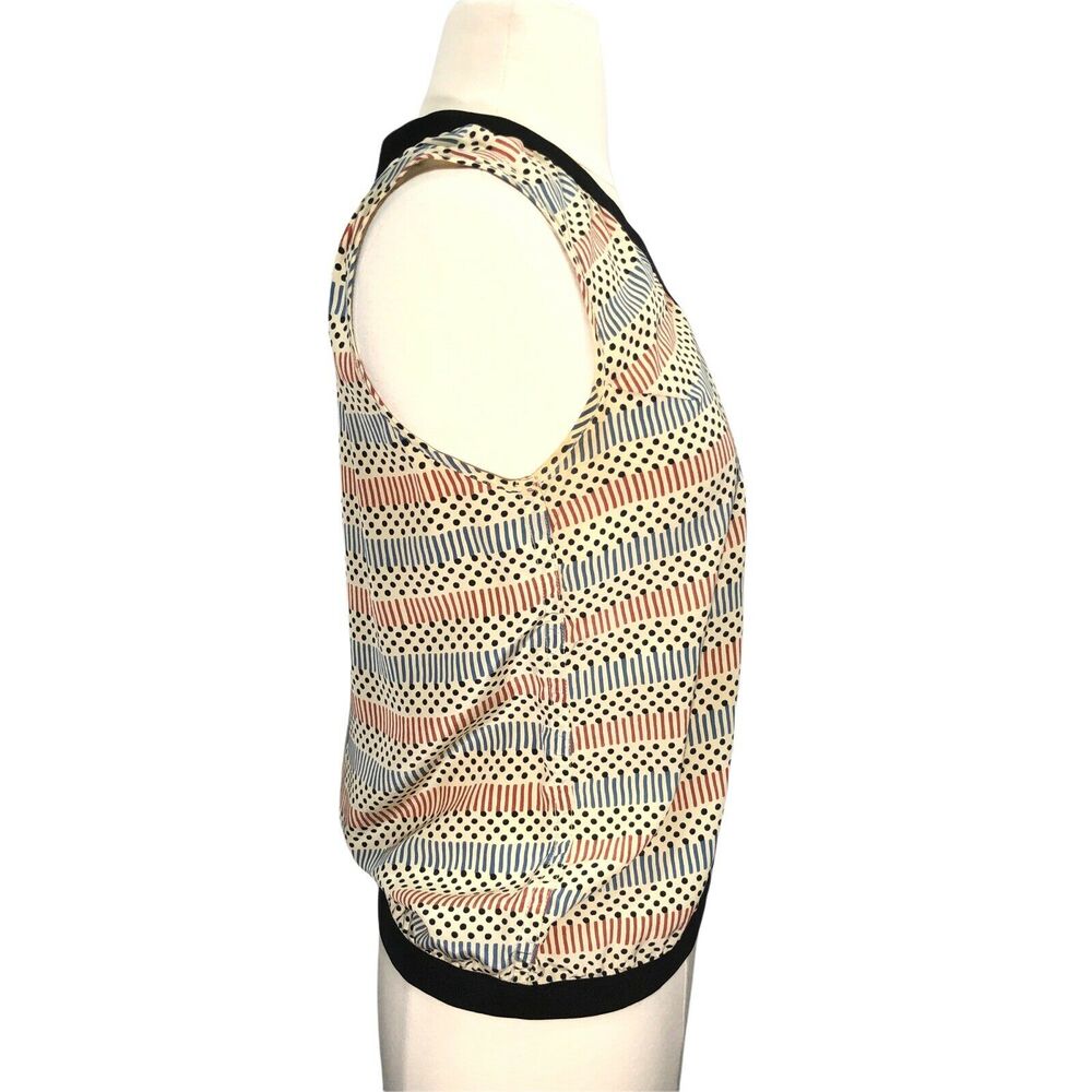 Marni for H&M Womens Size 2 Vest Retro Geometric Silk Tank Top Blouse V Neck - Picture 6 of 9